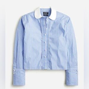 J crew Slight Cropped garçon shirt with pearl buttons in stripe Size 6